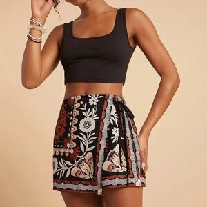 Floral Black and Red Women's Shorts